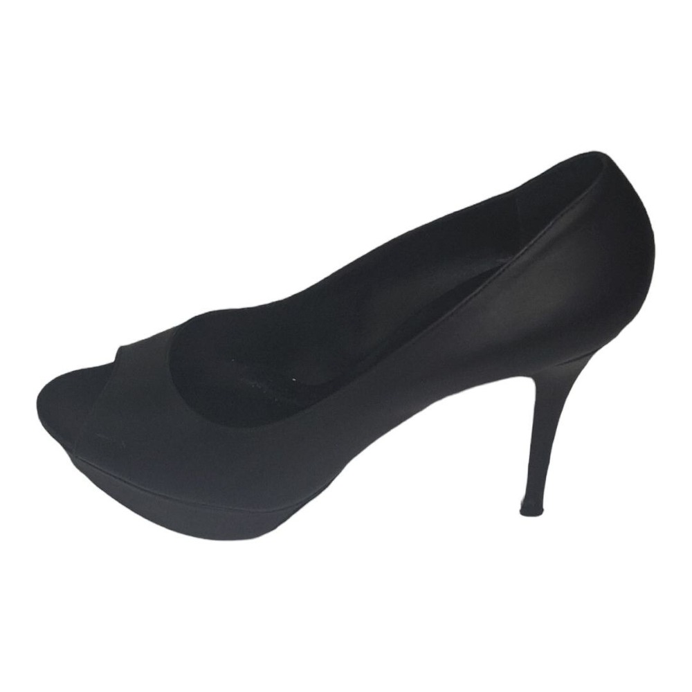 Vera Wang Lavender Label Pumps‎ 9.5 M Black Leather Peep Toe Stiletto Heels Work